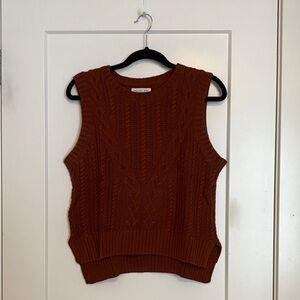 Rust Cable Knit Sweater Vest